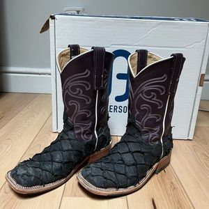 Anderson Bean Black Fish Skin Boots